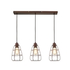 Drax Caged 3 Light Ceiling Pendant Bar - Bronze