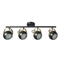 Eyeball 4 Light Adjustable Ceiling Spotlight Bar - Black & Brass