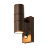 Fibo Outdoor Up & Down Carbon Fibre Wall Light with PIR Sensor - Rust