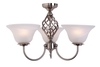 Flush Ceiling Light - Spiral Frosted Glass Shades - 3 Light - Satin Chrome