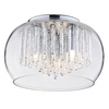 Flush Glass Ceiling Light with Bowl Shade - 3 Light Chrome