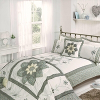 Folky Puffball Single Duvet Set - Green