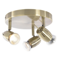 Frank 3 Light Ceiling Spotlight Plate - Antique Brass