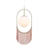 Fringed 1 Light Glass Ball Ceiling Pendant - Brass