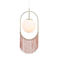 Fringed 1 Light Glass Ball Ceiling Pendant - Brass