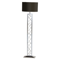 Gaius 1 Light Floor Lamp with Black Shade - Chrome
