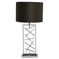 Gaius 1 Light Table Lamp with Black Shade - Chrome