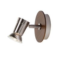 Gareeva Wall Spotlight - 1 Light - Satin Chrome & Wood Finish