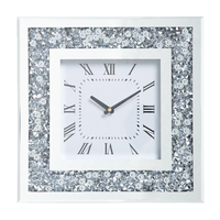 Gatsby Square Mirror Wall Clock with Smoked Glass - Silver