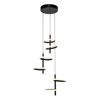 Geo 6 Light LED Ring Cluster Pendant - Black