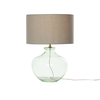 Glass Base Table Lamp with Drum Shade - Green