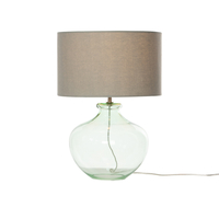 Glass Base Table Lamp with Drum Shade - Green
