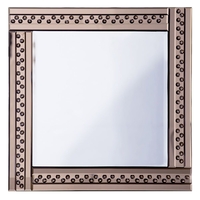 Glitzy Square Mirror with inlaid Crystal Effect Studs - Bronze