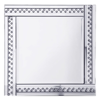 Glitzy Square Mirror with inlaid Crystal Effect Studs - Silver