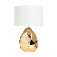 Gold Nugget Table Lamp with Natural Shade - Gold