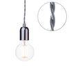 Grey Braided Cable Kit with Nickel Fitting & 6 Watt LED Filament Globe Light Bulb - Clear