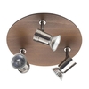 Guava Circular Ceiling Spotlight Plate - 3 Light - Nickel & Wood Effect