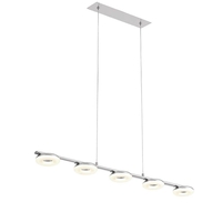 Halo LED 5 Light Acrylic Disc Diner Ceiling Pendant - Chrome