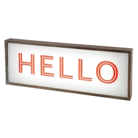Hello Light Box with Rustic Frame - Red & White
