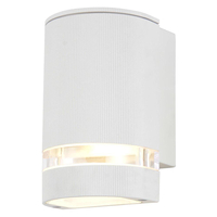 Helo 1 Light Outdoor Grooved Down Wall Light - White