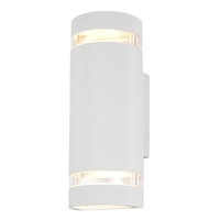 Helo 2 Light Outdoor Grooved Up and Down Wall Light - White