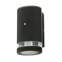 Holme 1 Light Outdoor Cylinder Wall Light with Photocell - Black