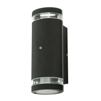 Holme 2 Light Up and Down Outdoor Cylinder Wall Light with Photocell - Black