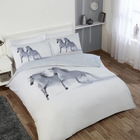 Horses 200cm x 200cm Double Duvet Set - White
