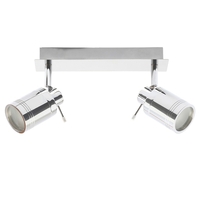 Hugo Bathroom LED Flush Ceiling Spotlight Bar with 2 Adjustable Heads - Chrome