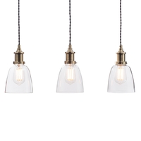 Industrial 3 Light Diner Style Ceiling Pendant - Brass