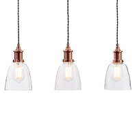 Industrial 3 Light Diner Style Ceiling Pendant - Copper