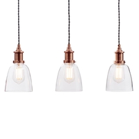 Industrial 3 Light Diner Style Ceiling Pendant - Copper