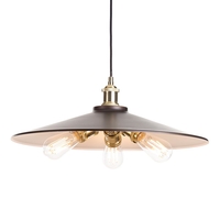 Industrial Ceiling Pendant Light - Brass Retro Style Dish 3 Light