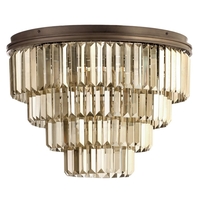 Ingot 7 Light Crystal Prism Bar Flush Ceiling Light - Rust
