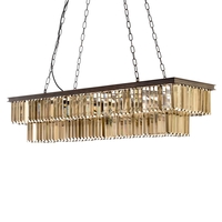 Ingot 9 Light Rectangular Crystal Prism Bar Ceiling Pendant - Rust