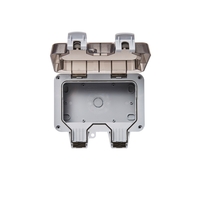 IP66 Empty 2 Gang Outdoor Plug Socket Cover - Grey