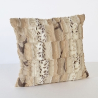 Jackal Panel Faux Fur Cushion - Natural