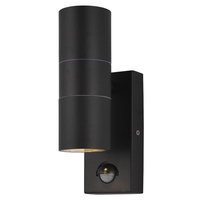Kenn 2 Light Outdoor Up and Down Wall Light with PIR Sensor - Black