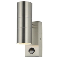 Kenn 2 Light Outdoor Up and Down Wall Light with PIR Sensor - Stainless Steel