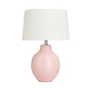 Kyra Ceramic Embossed Table Lamp With Ivory Shade - Pink