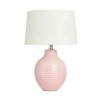 Kyra Ceramic Embossed Table Lamp With Ivory Shade - Pink