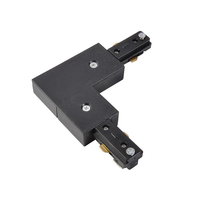 L Shaped Connector for Single Circuit Mains Track - Black