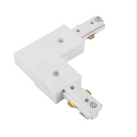 L Shaped Connector for Single Circuit Mains Track - White