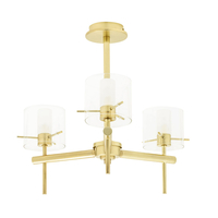Lincoln 3 Light Bathroom Semi Flush Ceiling Light with Cylinder Glass Shades - Satin Brass