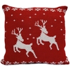 Luxury Knitted Reindeer Christmas Cushion - Red & White