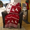 Luxury Knitted Reversible Christmas Throw - Red & White
