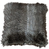 Luxury Striped Faux Fur Cushion - Brown