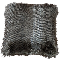 Luxury Striped Faux Fur Cushion - Brown