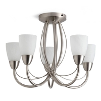 Madrid 5 Arm Semi Flush Ceiling Light - Satin Nickel