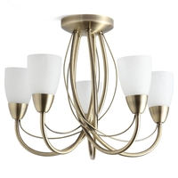 Madrid 5 Light Semi Flush Ceiling Light - Antique Brass